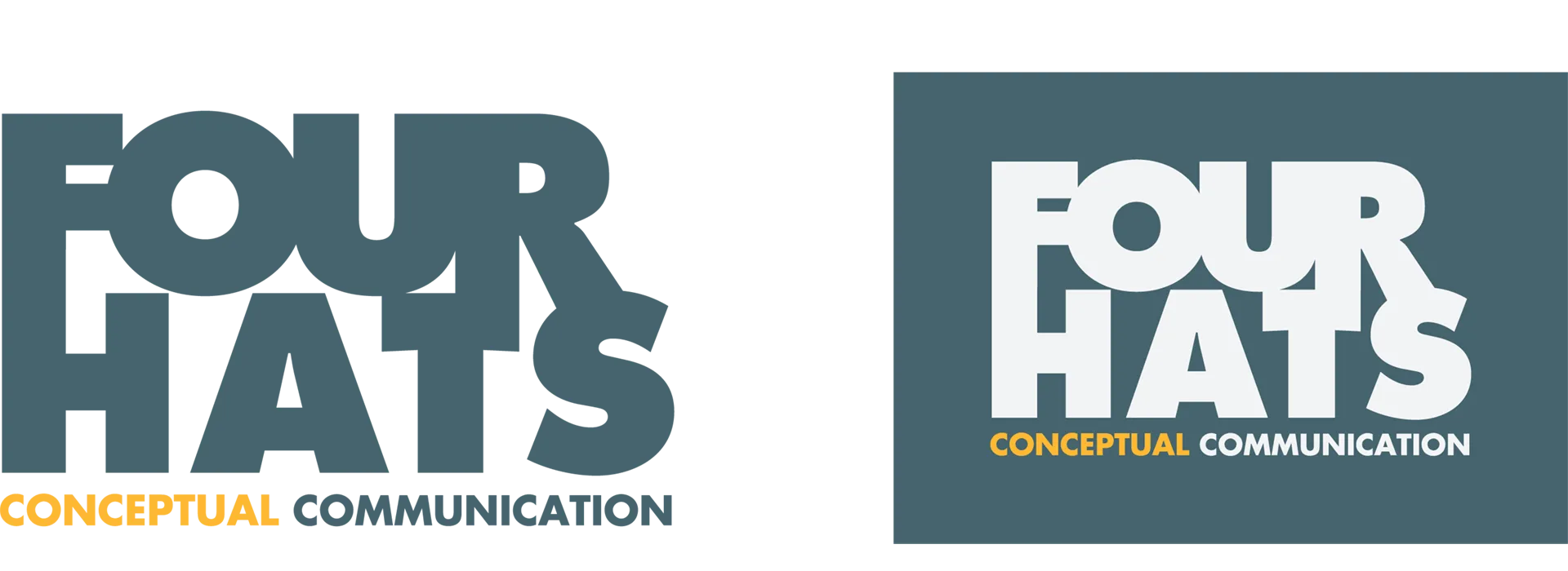 Four Hats Conceptual Communication logo on dark slate background