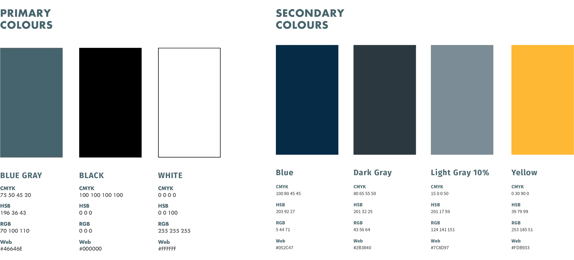 Brand color palette display showing Primary and Secondary colors