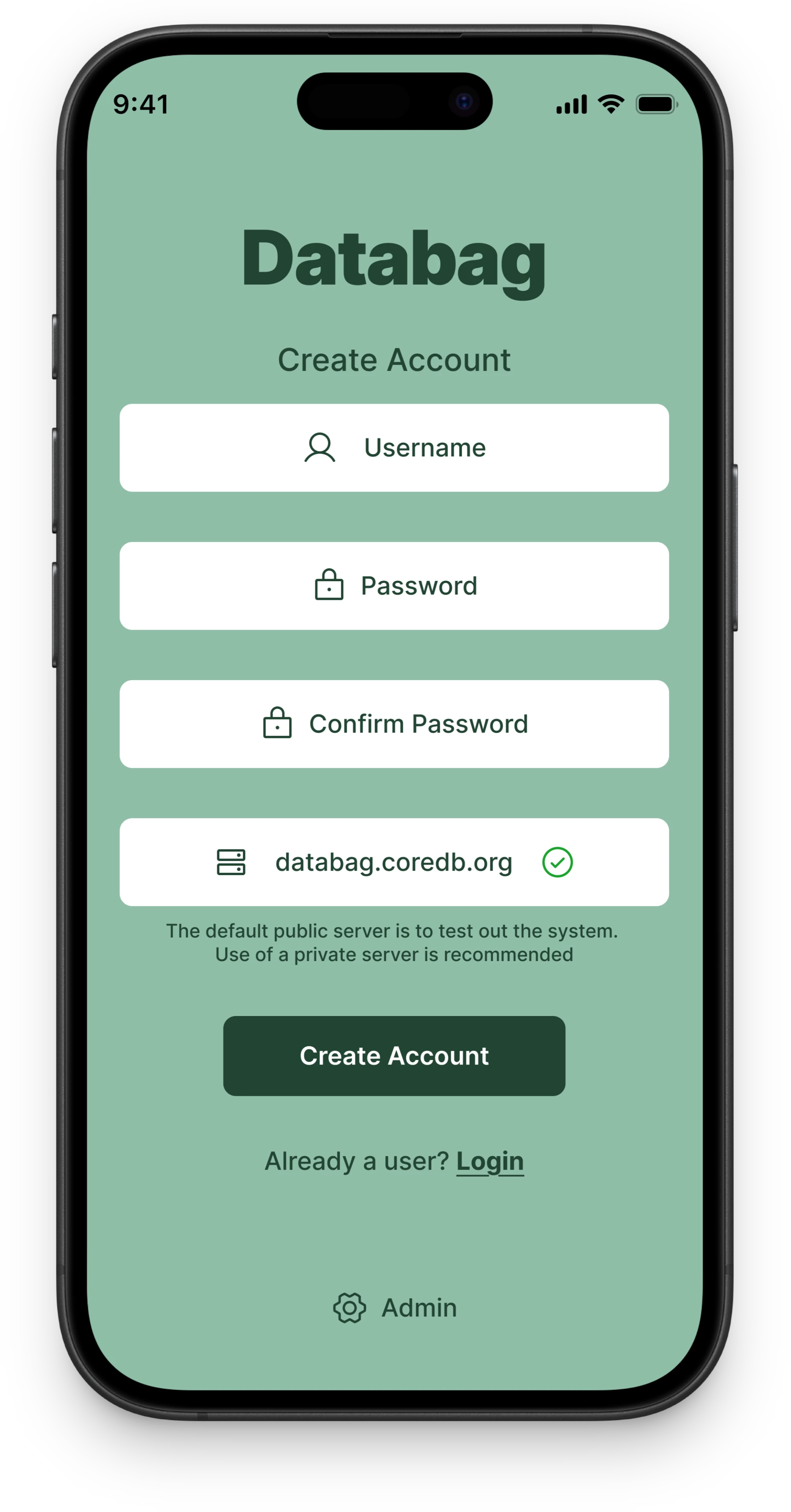 Databag app interface showcase
