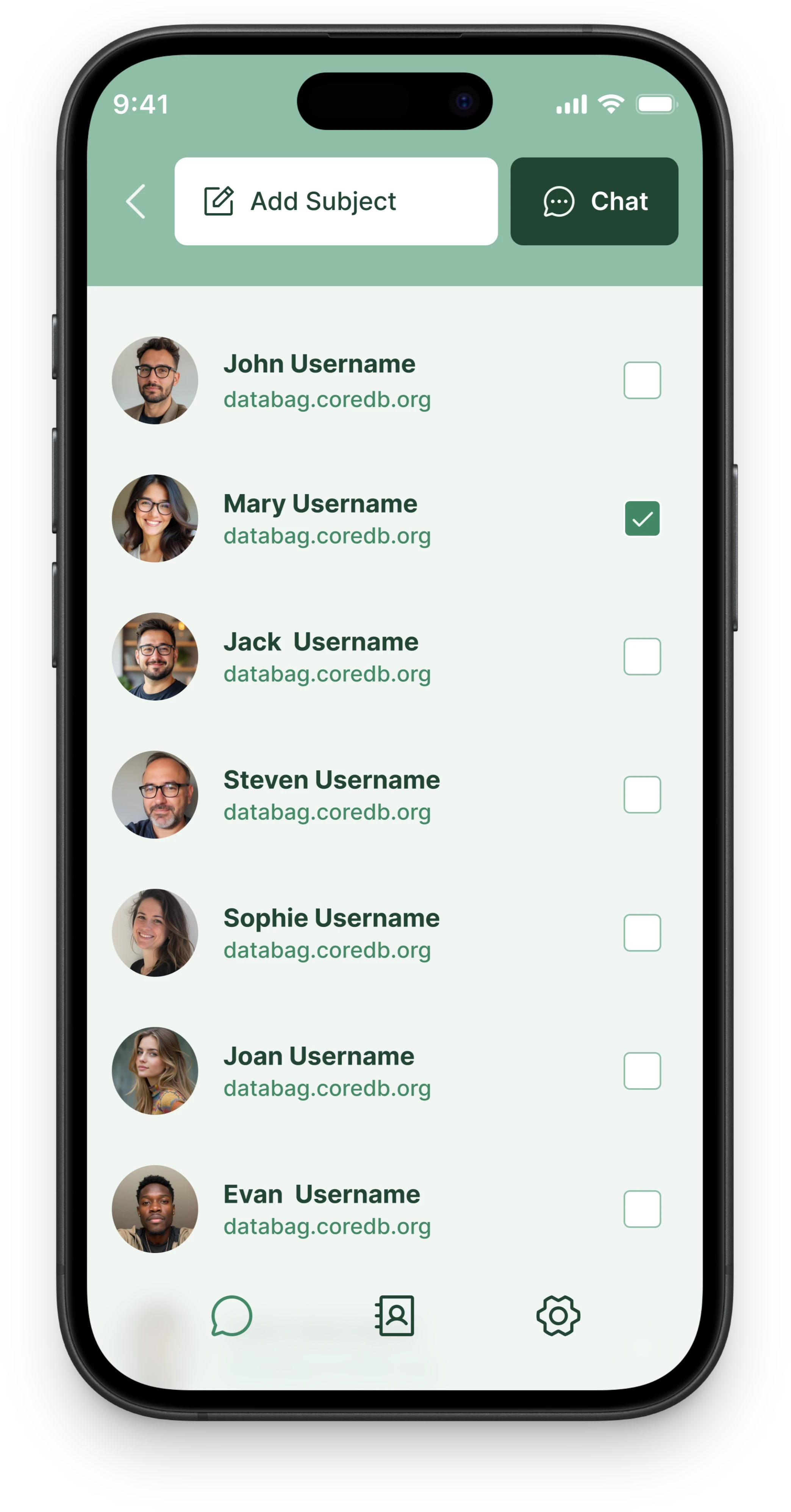 Databag app interface showcase