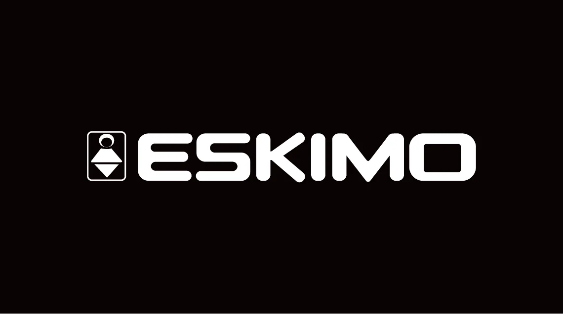 Eskimo logo with stylized icon on black background